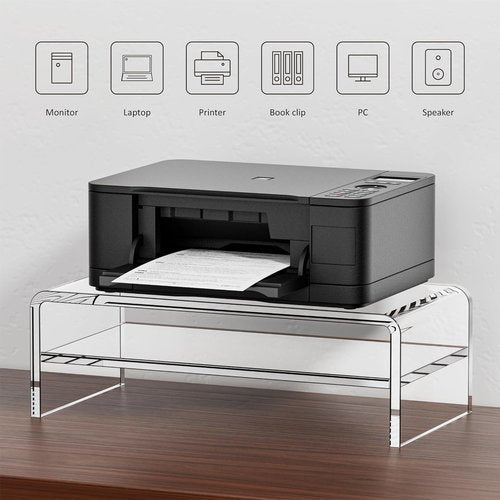 Egchi Clear Acrylic Monitor Stand Riser - 2-Tier Design for Organized Multi-Media PC & Laptop Storage - 5.12 Inches High
