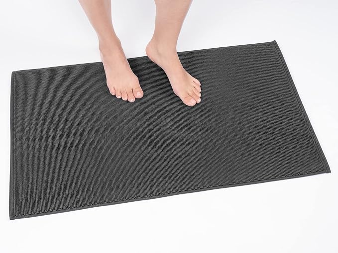 Cotton Paradise 100% Cotton Turkish Bathmat Rug, Soft Absorbent Quick Dry Non Slip, 17x24 Bathmat Rug, Dark Gray