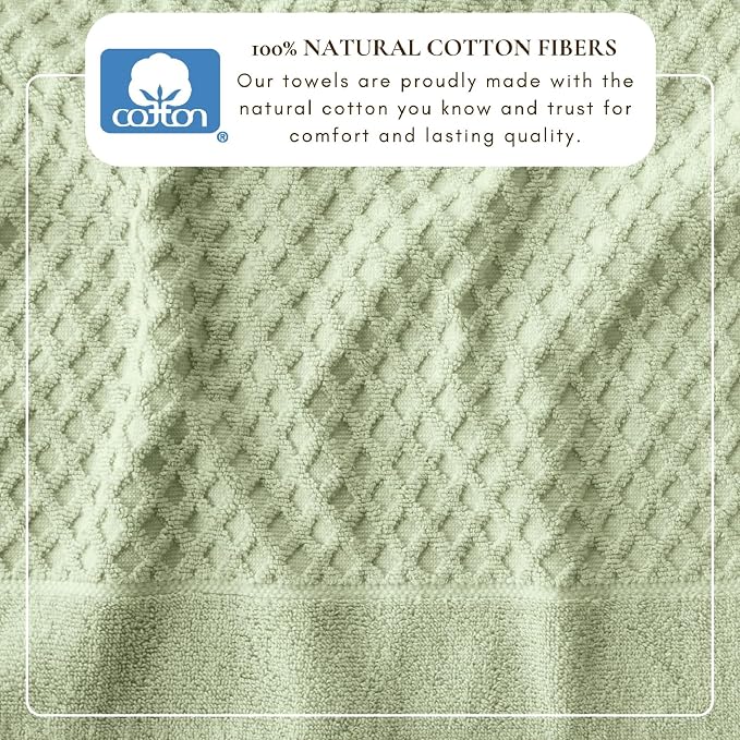 Great Bay Home Bath Towels - 100% Cotton 6 Piece Bath Sheet Set - Diamond Waffle Weave - Absorbent, Durable, Quick-Dry Towels for Bathroom (Pale Green)
