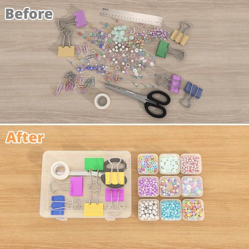 Mathtoxyz Bead Organizer Box - 31Pcs Mini Clear Storage Containers for DIY Jewelry Craft & Bracelet Making