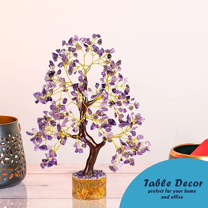 YATHABI Amethyst Crystals Tree - Wealth Stones and Crystal - Gemstone for Positive Energy - Purple Tree - Spiritual Gift - Chakra Decor