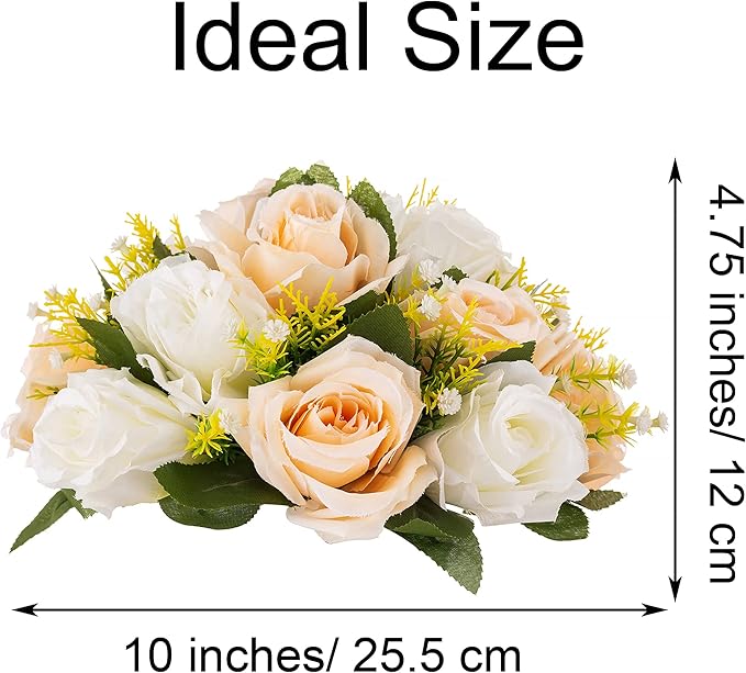 Flower Centerpieces for Wedding Tables: Wedding Table Decorations Peachy Champagne & White Flower Balls Centerpieces for Engagement Cerebration Party Center Pieces 6 Packs