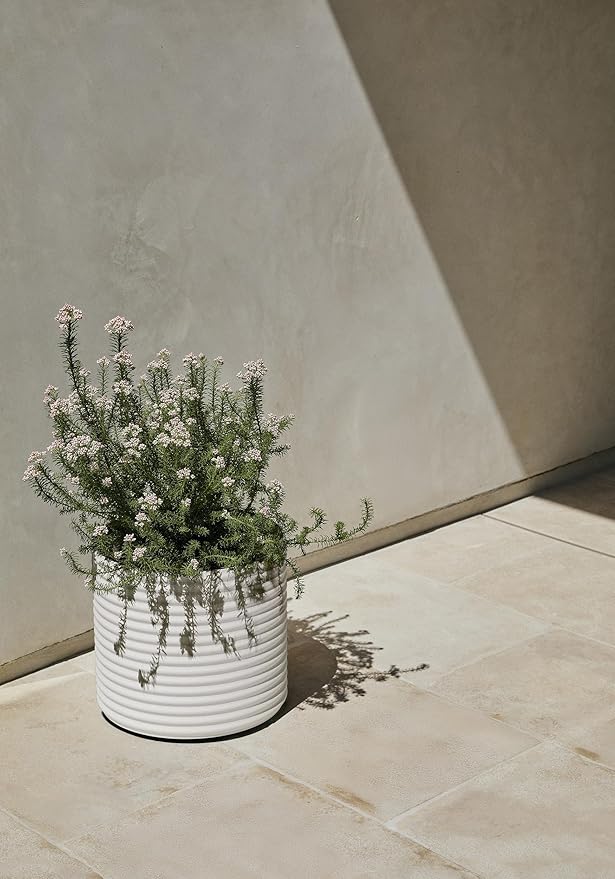 Veradek Mod Series 13" Short Planter for Patio & Backyard | Durable Plastic-Stone Material | Modern Décor for Plants & Flowers