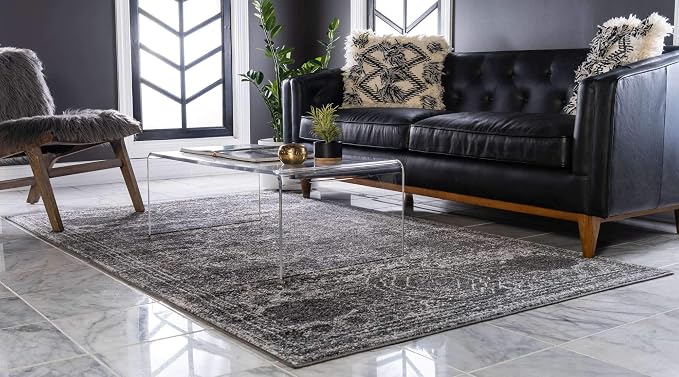 Unique Loom Bromley Collection Area Rug - Wells (3' 3" x 5' 3" Rectangle, Dark Gray/ Gray)