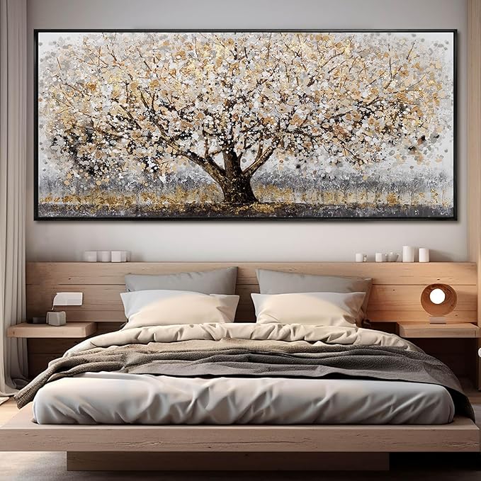 Tree Framed Wall Art Floral Wall Decor Vintage Art Pictures 32"x70" Wall Prints for Living Room Artwork for Dining Room