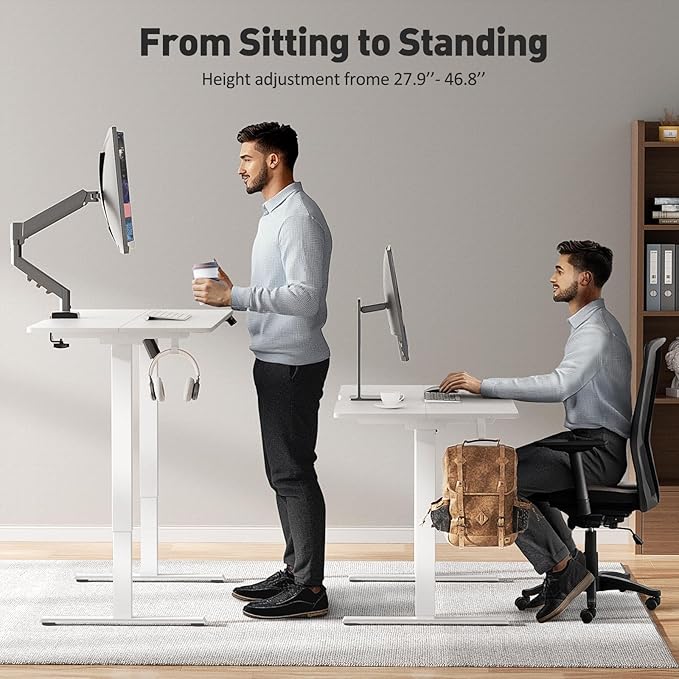 55 x 24 Inch Electric Standing Desk Adjustable Height, Sit Stand Desk, Stand up Desk for Home Office, Computer Workstation (Spliced Desktop,White)