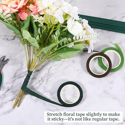 Flower Arrangements Supplies Kit with Floral Tape, 22 Gauge Floral Wire, 26 Gauge Flower Stems, Wire Cutter, Bouquet Accessories for Wreath, Christmas Tree, DIY Craft