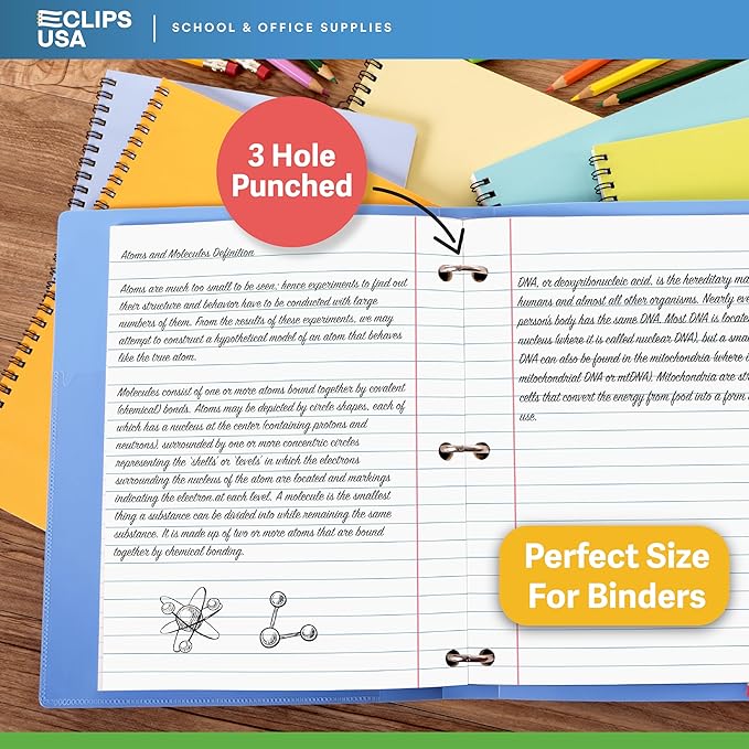 Wide Ruled Loose Leaf Paper Wide Ruled Notebook Paper Lined Writing Filler Paper 10.5” x 8” 56 gsm 1800 Sheets 150 Sheet Per Pack (12 Pack)