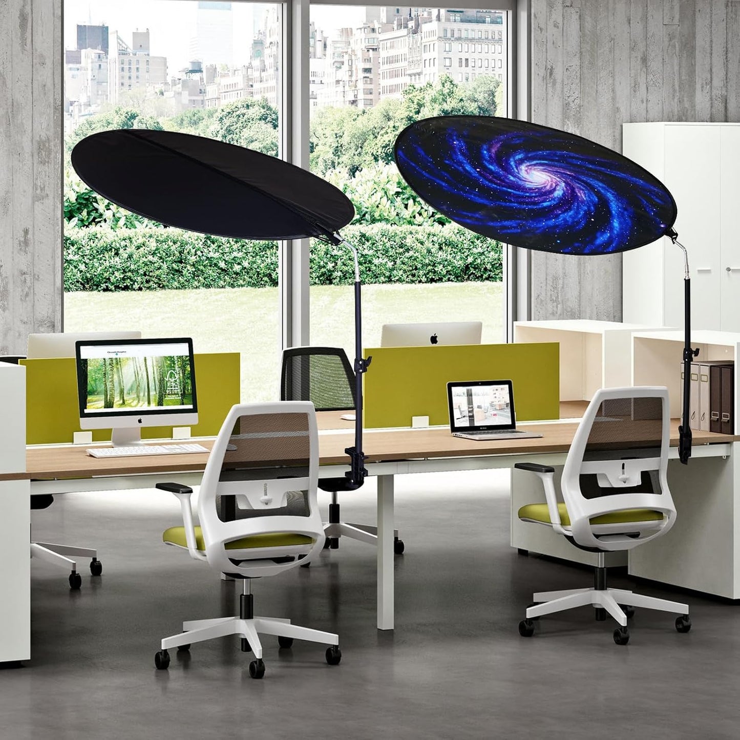 Skiennix Office Cubicle Shade - Foldable 36" Light-Proof Desk Canopy with Clamp & Rotatable Rod