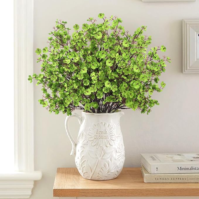 Babys Breath Artificial Flowers, 16 Bundles Green Real Touch Fake Flowers Silk Flowers Bulk for Vase Home Office Wedding Spring Indoor Outdoor Centerpiece Table Party Decorations