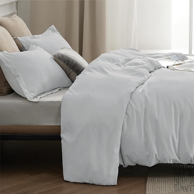 Bedsure Duvet Cover California King Size - Soft Double Brushed Bedding Set for Kids & Adults, Zipper Closure, 3 Pieces, Includes 1 Duvet Cover (104"x98") & 2 Pillow Shams, NO Comforter, Silver Grey