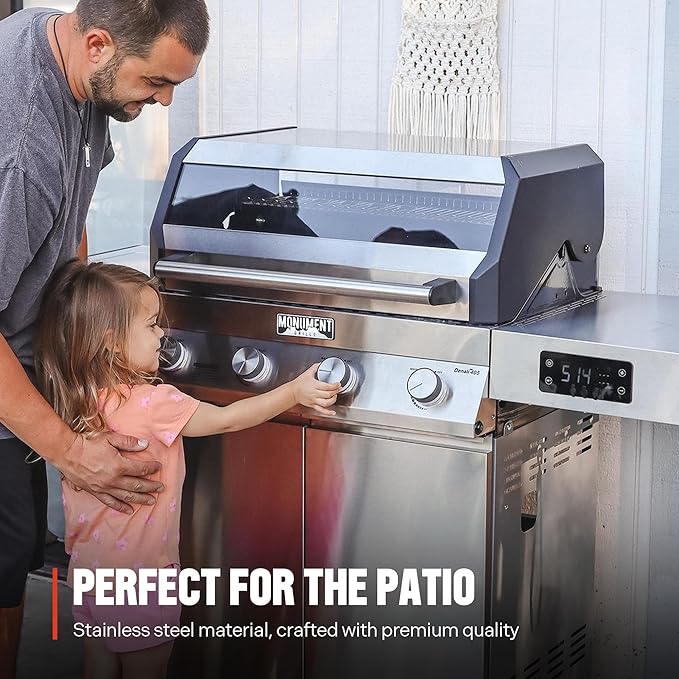 Monument Grills Denali 405 4-Burner Liquid Propane Gas Smart bbq Grill Stainless Steel with Rotisserie Kit(2 items)