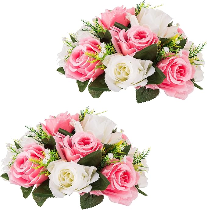 Flower Centerpieces for Wedding Tables: Wedding Table Decorations Pink & White Flower Balls Centerpieces for Engagement Cerebration Party Center Pieces 2 Packs