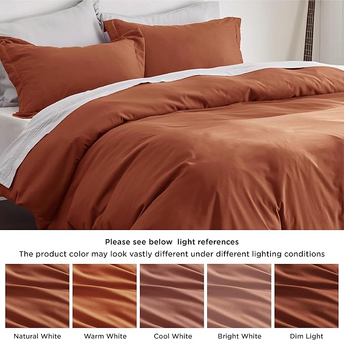 Bedsure Duvet Cover King Size - Soft Double Brushed Bedding Set for Kids & Adults, Zipper Closure, 3 Pieces, Includes 1 Duvet Cover (104"x90") & 2 Pillow Shams, NO Comforter, Terracotta