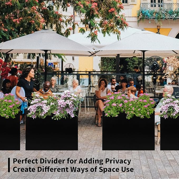 Tall Rectangle Planter 32 L x 12" W x 24" H Black Metal Large Planter Boxes Outdoor Pots,Flowers Pot Garden Porch Patio Privacy