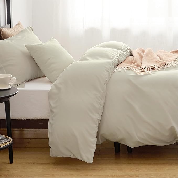 Bedsure Duvet Cover Twin/Twin XL Size - Soft Double Brushed Bedding Set for Kids & Adults, Zipper Closure, 2 Pieces, Includes 1 Duvet Cover (68"x90") & 1 Pillow Sham, NO Comforter, Linen
