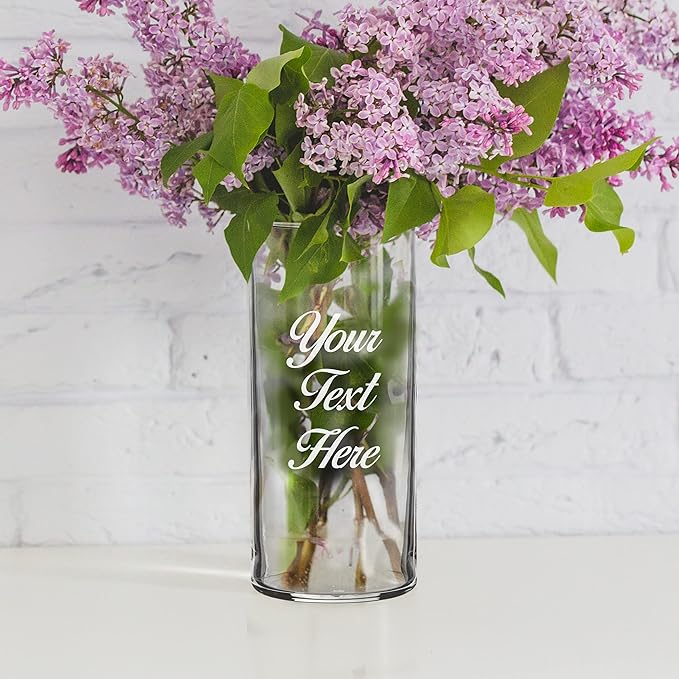 My Personal Memories Custom Etched Glass Flower Vase - Personalized with Your Text for Weddings, Valentine's, Mother's Day, Couples, Anniversaries, Birthdays, Gifts (Any Text Style)