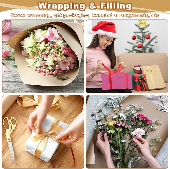 PATIKIL Wrapping Paper, 12" x 394"(33') 70 GSM Craft Paper Roll Kraft Packing Paper for Poster Bulletin Board, Gift Wrapping, Brown