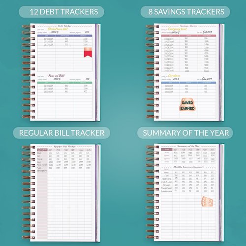 GoGirl Budget Planner - Monthly Bill Organizer & Expense Tracker Notebook Journal, Compact Turquoise