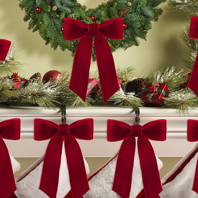 10 Yards Red Velvet Ribbon 1 1/2 Inch for Christmas Tree,Reds Velvet Christmas Ribbon for Gift Wrapping Crafts Bow Wreath Holiday Decorations (Red)