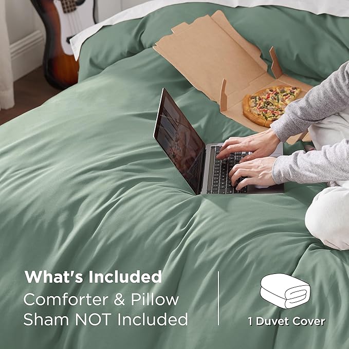 Bedsure Duvet Cover King Size - Only Includes 1 Duvet Cover (104"x90"), Hotel Luxury Soft Double Brushed All Season Bedding for Kids & Adults, Zipper Closure, NO Comforter, Sage Green