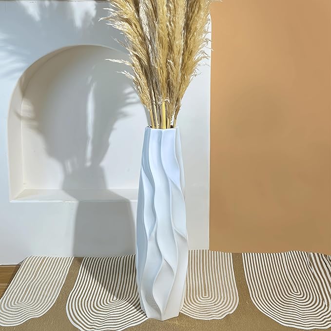 Floor Vase, GDSZJLJ 28 Inches Tall Ceramic White Large Decorative Vases for Modern Home Decor, Living Room, Minimalist Style Flower Vase for Pampas Grass, Flowers, Twigs, Office, Bedroom Décor