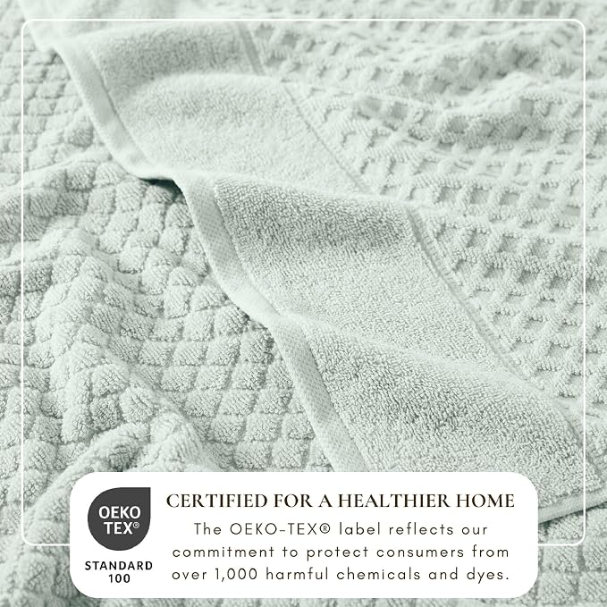 Great Bay Home Bath Towels - 100% Cotton 6 Piece Bath Sheet Set - Diamond Waffle Weave - Absorbent, Durable, Quick-Dry Towels for Bathroom (Pastel Blue)