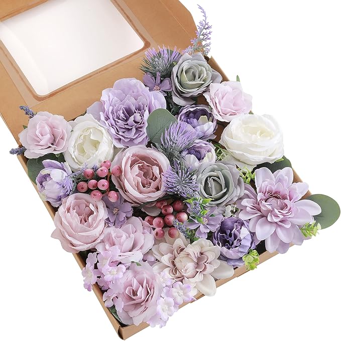 Artificial Flowers Combo, Fake Flowers for DIY Tables Centerpieces Baby Shower Bridal Shower Wedding Bouquet Arrangements Party Candle Holder Cake Decor Flower Home Decorations