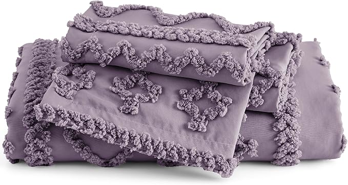 Bedsure Boho Duvet Cover King Size, Soft & Comfortable Elegant Design Boho Bedding for Decoration, Machine Washable Comforter Cover for All Seasons,Includes 1 Duvet Cover & 2 Pillow Shams,Purple