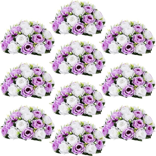 Flower Centerpieces for Wedding Tables: Wedding Table Decorations Lilac & White Flower Balls Centerpieces for Engagement Cerebration Party Center Pieces 10 Packs