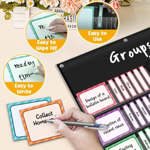 Pocket Chart for Classroom | Ideal for Studying, Workflow Tracking, Presentations & Organization