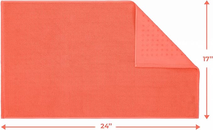 Cotton Paradise 100% Cotton Turkish Bathmat Rug, Soft Absorbent Quick Dry Non Slip, 17x24 Bathmat Rug, Coral