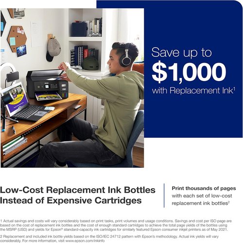 Epson EcoTank ET-2800 Wireless All-in-One Printer - Cartridge-Free, Ultra-High Capacity Ink, Black