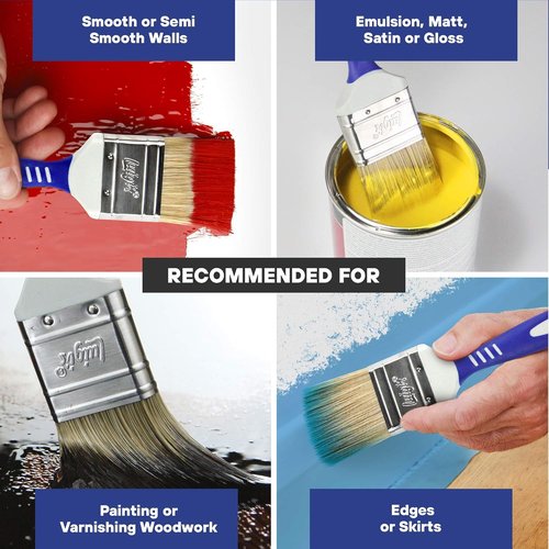 Luigi's Paint Brushes - 5X Synthetic Bristle Set for Walls, Furniture & More | Large Paint Brush Pack