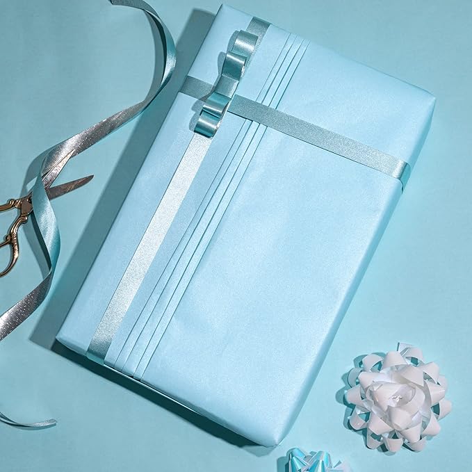 RUSPEPA Blue Matte Wrapping Paper - Solid Color Pearly - lustre Paper Perfect for Wedding, Birthday, Christmas, Baby Shower -17 Inches X 32.8 Feet