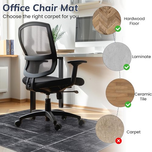 Regine Switzerland Office Chair Mat - Heavy Duty 36" x 48" Anti-Slip Rug for Hardwood & Tile Floors