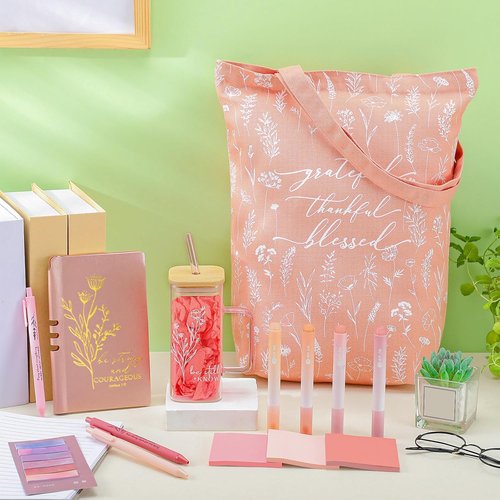 Reallnaive 14-Piece Mother's Day Christian Gift Set | Bible Journaling Kit with Glass Cup & Notebook (Pink)