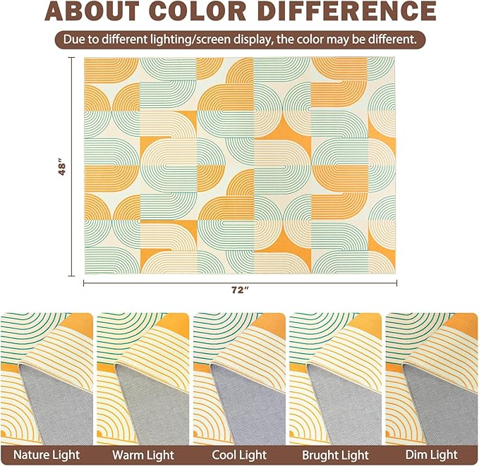Area Rugs for Living Room 4x6, Washable Modern Abstract Rug for Bedroom, Soft Non-Slip Indoor Floor Carpet for Dining Room Nursery Office Home, Orange