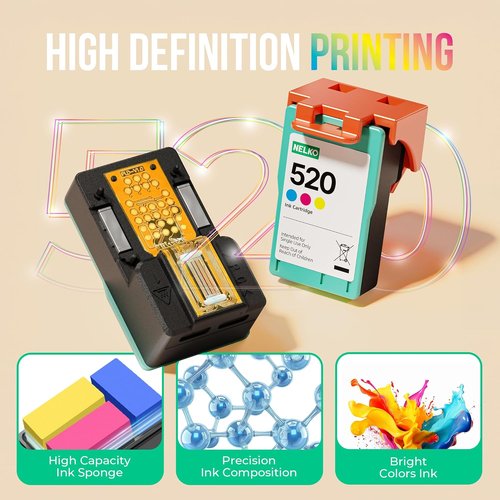 Nelko 520 Genuine Color Ink Cartridges - High-Yield, Water-Oxidation Proof for PP01 & PP03 Photo Printers | Ideal for Home & School