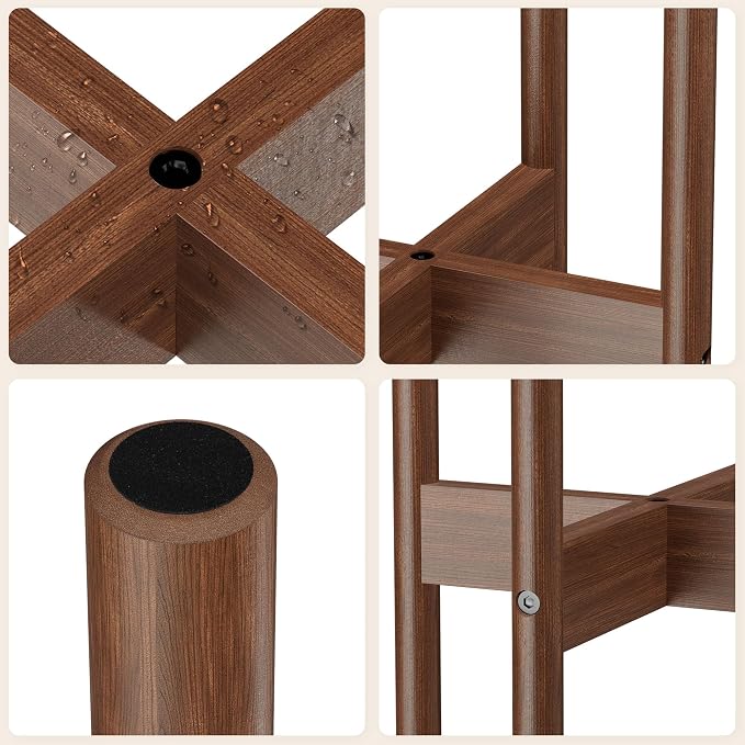 ALIGADO 2 Pack Bamboo Plant Stands Indoor, for Up to 10 Inch Pots, Built to Fit Corners, Sturdy & Stable Design, Walnut Finish