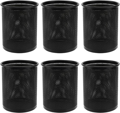 M&G Pen Holder - 6 Pack Mesh Desk Organizer for Office | Stylish Black Pencil Cup