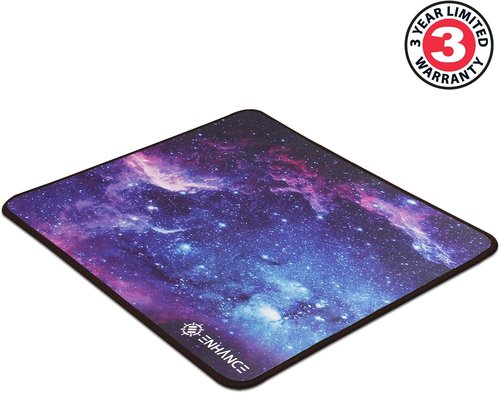 ENHANCE Small Gaming Mouse Pad - Anti-Fray Stitching, Non-Slip Base, Precision Tracking | 12.6 x 10.6 Inches, Galaxy