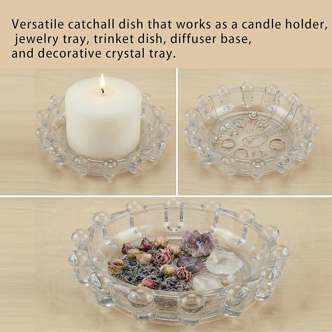 Bubble Smoky Glass Candle Holder – Modern Anthropologie-Inspired Decor Dish for Small Candles & Diffusers | Stylish Tabletop Accent for Home Bar & Cozy Living Spaces (1, Clear)