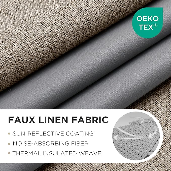 Joydeco Linen Blackout Room Divider Curtains, Extra Wide Sliding Door Drapes Living Room Curtains, 1 Panel 100W x 84L Inch Patio Door Drapes for Room Privacy