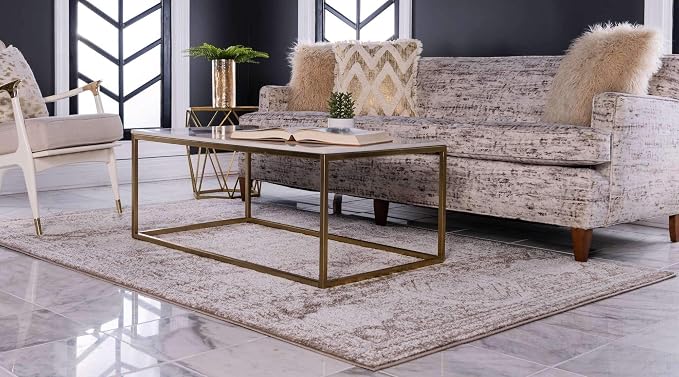 Unique Loom Bromley Collection Area Rug - Wells (3' 3" x 5' 3" Rectangle, Light Brown/ Ivory)