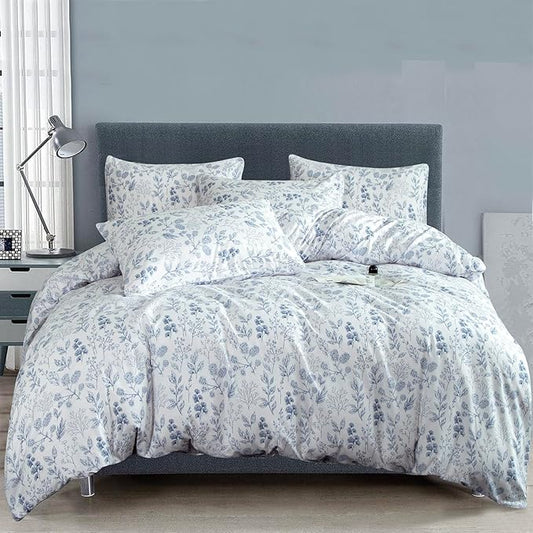 Floral Comforter Set Twin 2 Pieces Soft Bedding Comforter Set Garden Style Chic Blue Floral Print Botanical Flower Comforter for All Seasons 1 Comforter and 1 Pillowcases