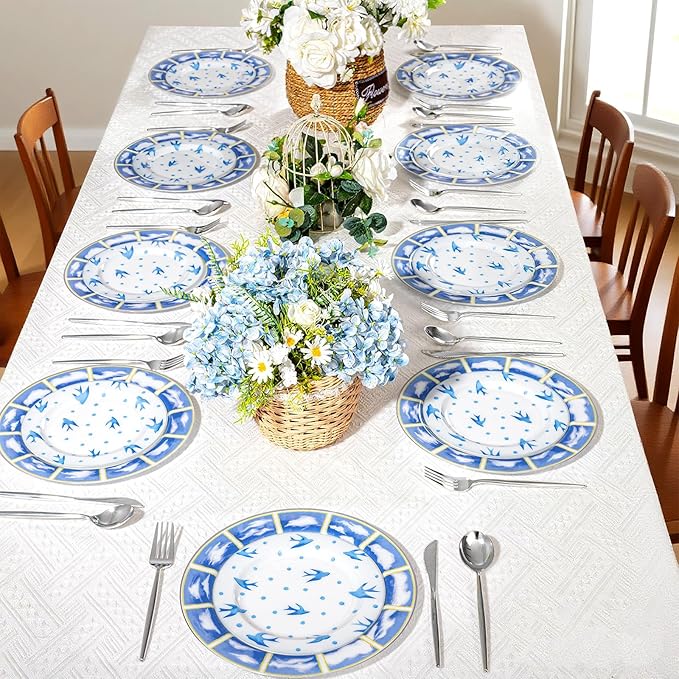 U-QE 20PCS Blue Plates - Blue Plastic Plates Disposable&Reusable - Heavy Duty Plastic Plate for Party&Wedding Including 10 Dinner 10.25" & 10 Appetizer Plate 7.5"