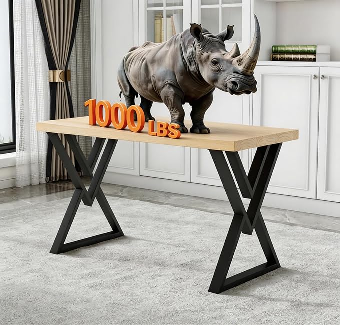 28 Inch Metal Dining Table Legs, Heavy Duty Desk Legs Set of 2, 1000 LBS Load Capacity, Industrial Iron Leg for DIY Desk, Kitchen Table, Conference Table, with Adjustable Feet, Matte Black