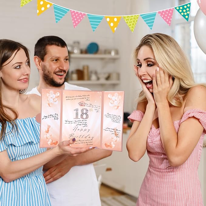 Rose Gold Birthday Party Decorations,18" x 12" Creative Birthday Decorations Guest Sign in Book Alternative, for Men and Women of All Ages, Happy Birthday Party Supplies