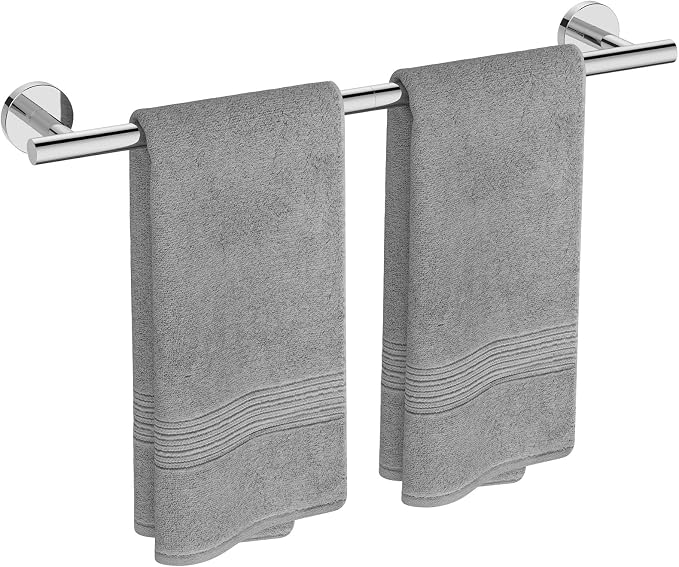 USHOWER Polished Chrome Towel Bar, 22-Inch Towel Racks for Bathroom Wall-Mounted, SUS304 Stainless Steel Towel Rod (Total Length 24-Inch)